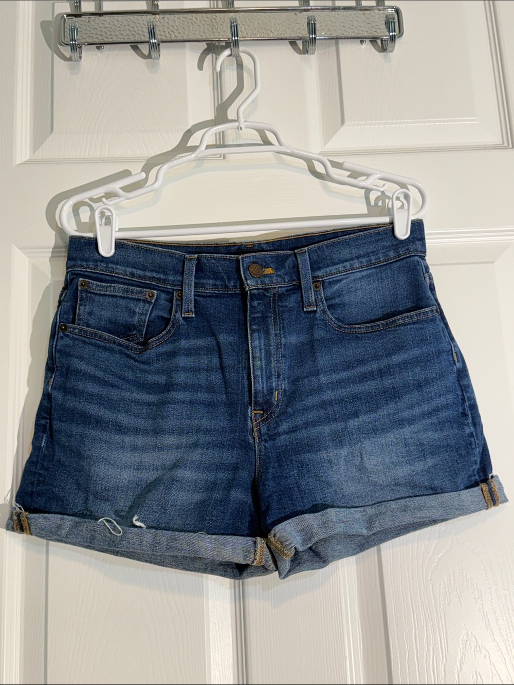 J. Crew Mid-Blue Denim Roll-Cuff Shorts